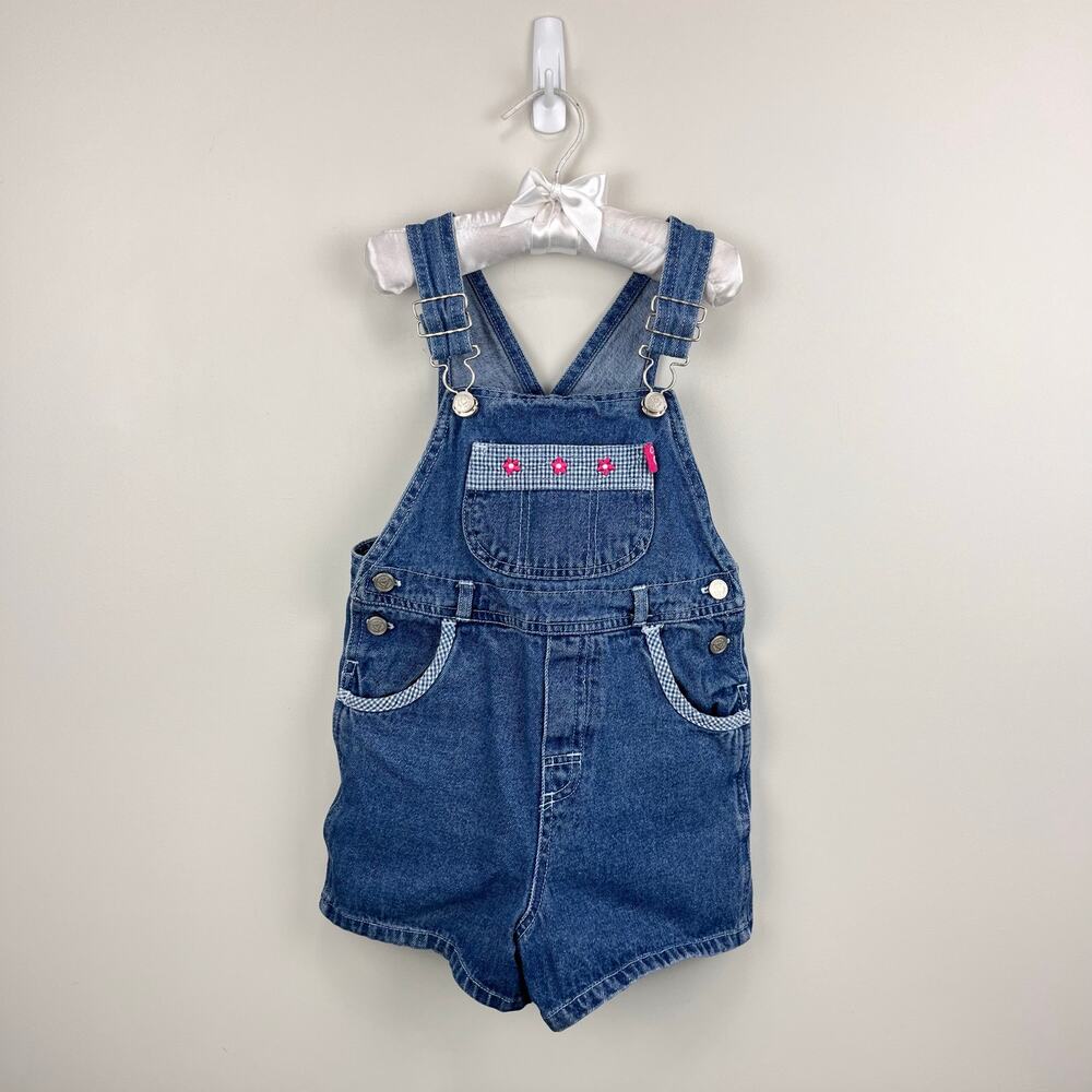Vintage Canyon River Blues Flower Denim Shortalls 4T